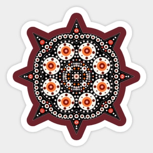 Eight-Pointed Mandala Orange-White Sticker